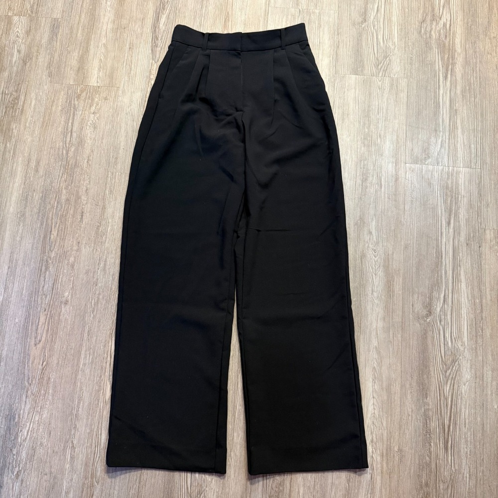 Abercrombie & Fitch Womens 28/6 Wide Leg Pleated Dress Pants Black